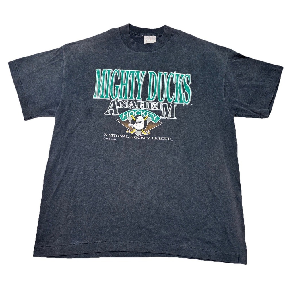 Vintage 1993 Inaugural Mighty Ducks Anaheim‎ NHL Shirt Single Stitch USA Fade XL